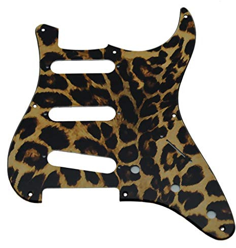 KAISH 11 Loch Vintage ST SSS Single Coil Pickups Gitarre 3D Gedruckt Kunststoff Pickguard Scratch Plate für Vintage 8 Loch Standard Fender Strats Leopard Stripe