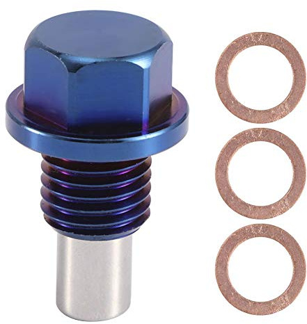 Qiilu Ölablassschraube mit Dichtungen, magnetische Ölwannenwanne aus Aluminiumlegierung Rücklaufablassschraube Anschlussadapter(M12*1.5)