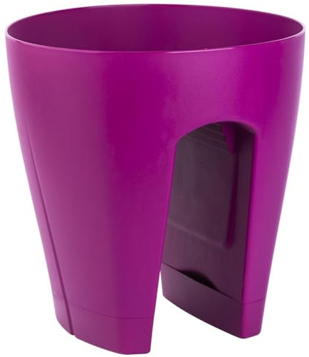Engelland 1 x Blumentopf für Balkon-Geländer, Farbe: Lila, Blumenkasten, Balkonkiste, 9 Liter, Kunststoff, Außenbereich, B Ø 29 x H 30 cm