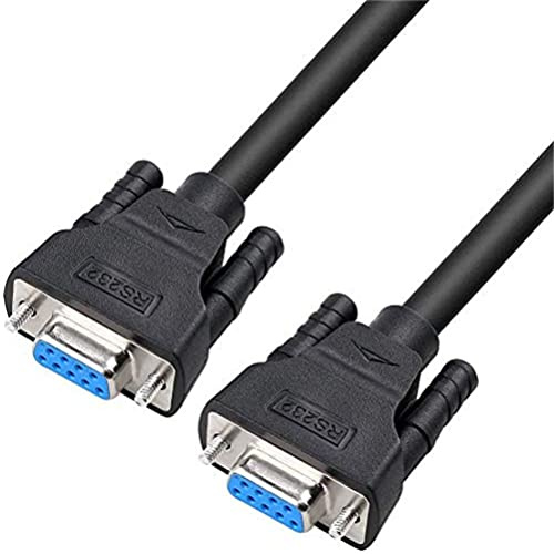 DTECH 2m Serial Cable Female to Female 9 Pin DB9 Port Straight Through (6 ft,Black) | Ideal straight-through cable for connecting older RS232 devices like scanners and modems.