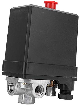 Cuifati Luftkompressorregler, 380 V 3-Phasen, Schwarz, Energieeffizient, Benutzerfreundlich, G1/4 ' für Luftkompressor, Druckschalter-Verteilerregler-Messgeräte