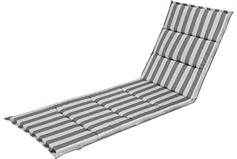 PillowPrim Sitzkissen für Sonnenliege - Stuhlkissen - Für Gartenliege, Terrassen und Balkonliebhaber - Komfort im Freien - Grau mit grauen Streifen, 185x56x4 cm