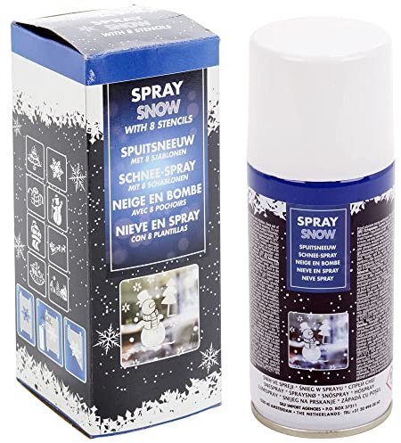 URBNLIVING 150ml Falsche Schnee Spray Mit Schablone Künstlich Weihnachten Handwerk Winter Festlich Spaß