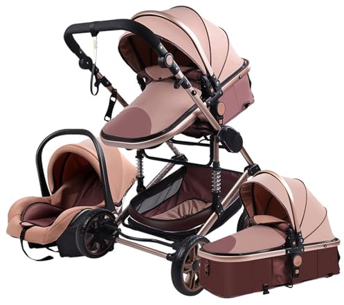 Magic ZC Carrito Bebe 3 en 1, Carro 3 Piezas con Diseño Portátil Plegable de Un Clic, Cochecito Tres Piezas con Empuje Reversible de Dos Vías, Carricoche Bebe con Accesorios (739 Beige)