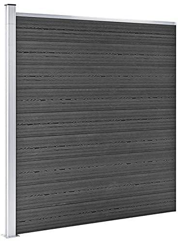 Susany Staketelement Trädgårdsstaket, Insynsskyddsstaket, Lamellstaket, Vindskydd, Staket, Vindskydd, Terrass, Plug-in-system, Bullerskydd, Trädgård, WPC 175 x 186 cm, Svart