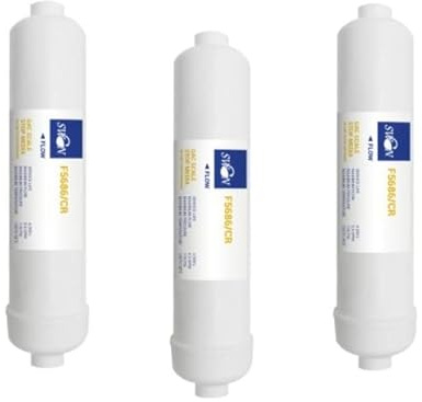 Bellerofonte Filtro in Linea 12 Pollici impianti osmosi Carbone Attivo in Granuli GAC e Resine Anticalcare 40 mesh Attacco filettato 1/4 di Pollice 3 PZ