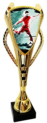 Larius Fußball Ehrenpreis - Pokal (Extra Gross 30cm) Trophäe Goldener Schuh Ball - Torschützenkönig (ohne Wunschtext, Fussball Champion)