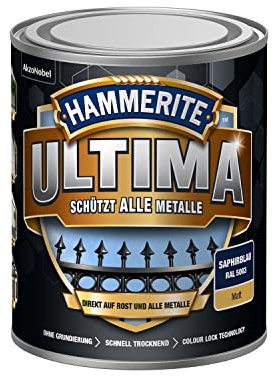 Hammerite Ultima Matt RAL 5003 - Barniz protector para metal, color azul zafiro, 750 ml