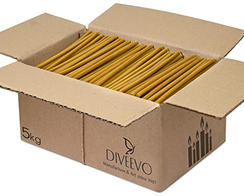 Diveevo Kirchliche Bienenwachskerzen I hochwertige Ritualkerzen I I 5 kg Kerzen unterschiedlicher Größen I100% Baumwolldocht I tropf- & rauchfrei (1750 Stk I Länge:16 cm I №140)