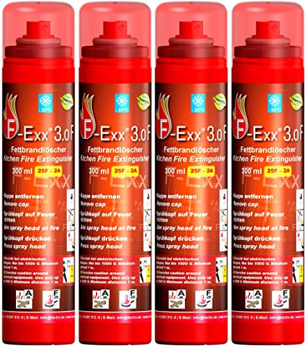 F-Exx 3.0 F - Fettbrand- und Festbrand-Feuerlöscher für Haushalt und Küche im 4er-Pack (Made in Germany)