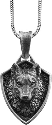 BySilverStone Jewelry - Collar De Plata De Ley Hecho A Mano Con Diseño De Lobo De Mitología Nórdica, Joyería De Lobo Vikingo, Colgante De Cabeza De Lobo Fenrir Con Cadena, Collar De Animales
