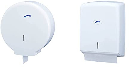 Jofel AE55300 - TOILETTENPAPIERSPENDER GROSS AZUR WEISS & AH37000 - HANDTUCHSPENDER Z-FALZ SMART ABS WEISS