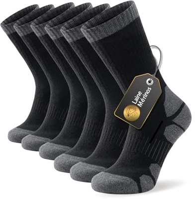 Alaplus Calzini Trekking in Lana Merino, Caldi Calzini Cotone Calze per Donna e Uomo,Sportivi Calze Anti Vesciche Uomo per Escursionismo Trail Outdoors Sports, 3 paia