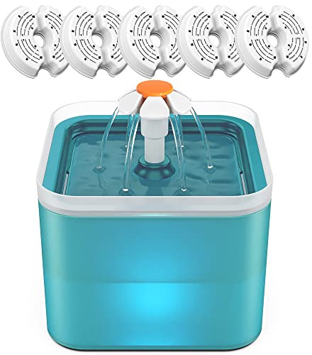 NICREW Cat Water Fountain with 5 Filters and LED Nightlight, 2L, Green | 3 Drinking Modes, Attracts Pets to Drink More, 4-Stage Filtration, Ultra-Quiet Operation, Visible Water Level, USB Powered