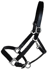 German Riding Lederhalfter Alba verstellbar an Nase und Genick schwarz (Full/WB)