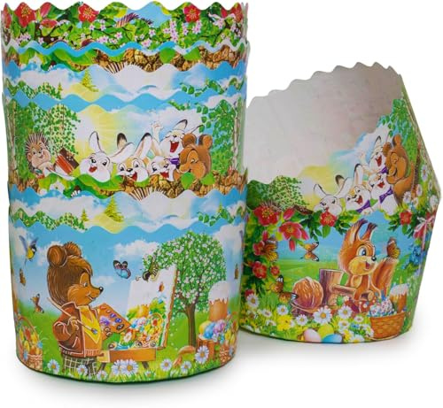 LOVARE Große Panettone-Papierform für Wandbilder, 12 Stück, H 9 cm x 13 cm, Mehrfarbig, Wegwerfbar, Osterbrotbackformen, Oster-Papier-Backformen, Panettone, Kulich-Form