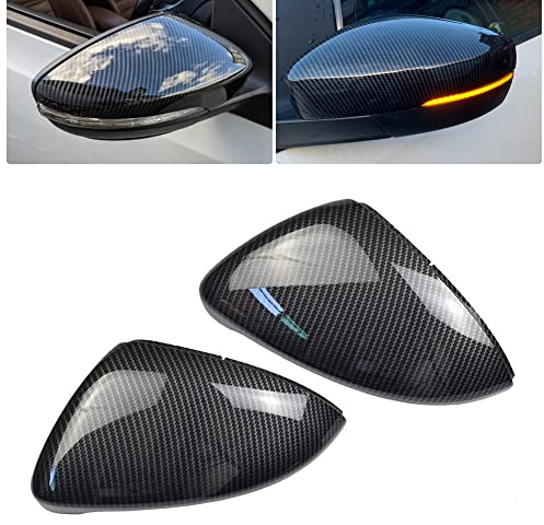 Cakievro Car Rearview Mirror Cover Left Right Side Mirror Covers Caps for VW Golf MK7 7.5 GTI 7 Golf 7 R (Carbon Fiber Pattern)