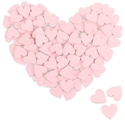 COM-FOUR® 200x Mini Decorazioni a dispersione di Cuore - Cuori in Legno Rosa per l'Artigianato - Decorazioni a dispersione Decorazione da Tavola per Matrimoni e Feste (Cuori/rosa - 100 pezzi)