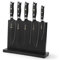 Wakoli Titanium Noir Juego de 5 cuchillos de cocina con cuchillas de acero inoxidable de 12,5 a 21 cm, revestimiento de titanio negro, mango G10, bloque magnético de cuchillos, juego de cuchillos