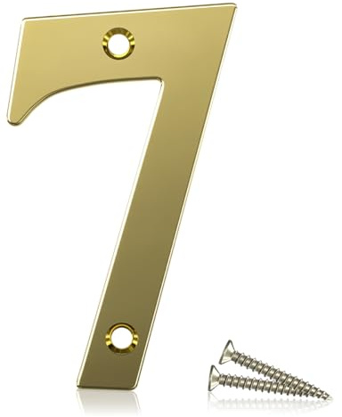 Bwintech 1 Pcs 75mm Height (3 Inch) Pvd Gold Bolted Door Number 7 Stainless Steel 304 House Number, Suitable For Front,Wooden, Composite,UPVC Door