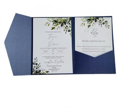 MillaSaw, Buste per inviti, dimensione: 13 x 18 cm, per matrimonio, feste di addio al nubilato, compleanno, biglietto di auguri, set da 25 pezzi (colore blu)