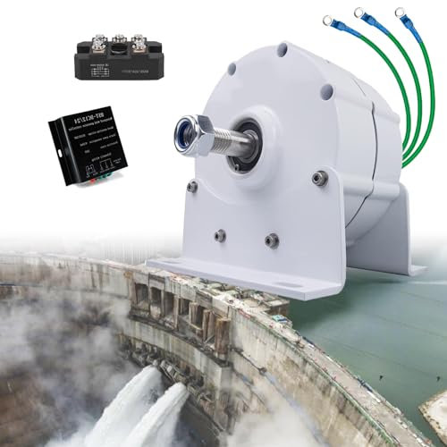 FANYING 9000 W getriebeloser Permanentmagnetgenerator, 600 U/min Wechselstrom-Gleichstrom-Magnetgenerator Wasserturbine Wasserkraft-Windmühle mit Gleichrichter, Controller,48V