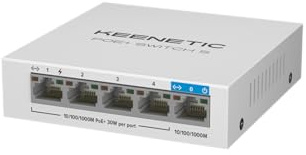 Keenetic PoE+ Switch 5 (KN-4610) Switch 5 porte Gigabit con 4 porte PoE+ e 60W di potenza erogabile