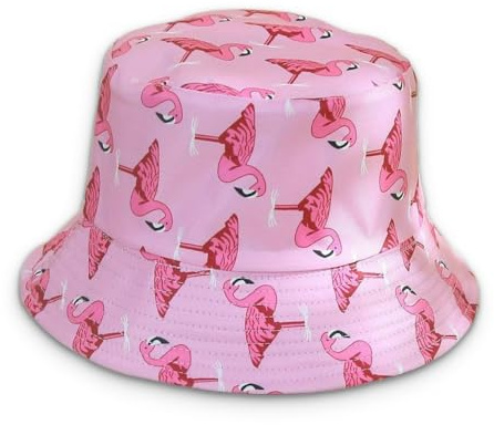 PLABBDPL Unisex Fischerhut modischer Sommerhut, faltbar, Outdoor-Anglerhut, Flamingo-Muster