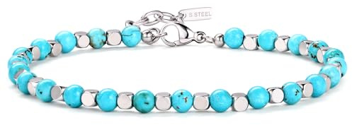 Chriscoco Bracciale Donna Pietre Naturali Braccialetti di Perline Bracciale Occhio di Tigre Bracciale Turchese Gioielli