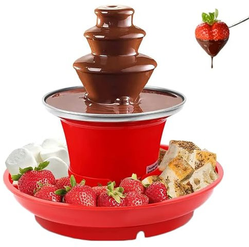 CHANGLKJ Mini Chocolate Fondue Fountain, 3-Tier Chocolate Melting Fondue Set with Removable Serving Tray, 10oz Capacity and Keep Chocolate Continuous Flow, for Wedding, Home Gathering, Parties