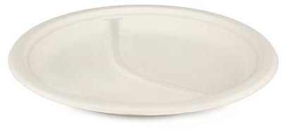 Pro DP 500 Bio Menüteller Imbissteller Grillteller Ø23cm 2-geteilt weiß Bagasse/Zuckerrohr biologisch abbaubar