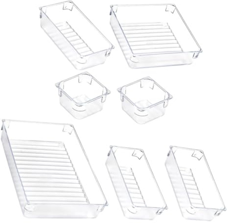 VALICLUD 7pezzi Scatole Trasparenti Per Organizer Di Smistamento Contenitori Di Articoli Vari Scatole Da Scrivania Multiuso Per Cosmetici e Oggetti