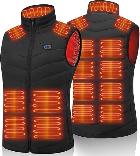Onherm Gilet Riscaldato Donna Con Batteria 10000mAh, Gilet Riscaldante Alla Moda con 6 Zone di Riscaldamento e 3 Livelli di Temperatura (45℃-65℃), Gilet Riscaldato per Sci/Ciclismo/All'aperto