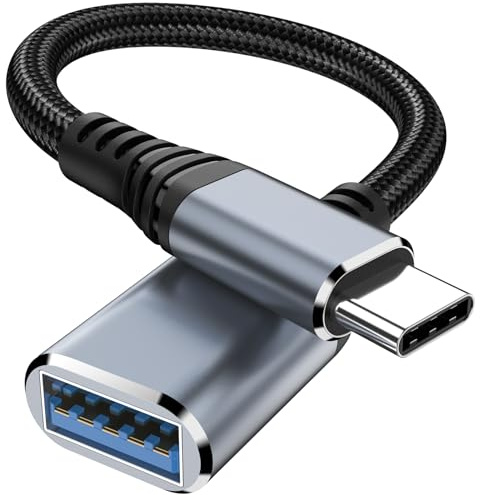 Tobfit Adapter USB C auf USB 3.0, USB C auf USB OTG Kabel 18cm für iPhone 16 15 Pro Max Plus,Samsung Galaxy S25 S24 S23 S22 S21 S20 FE, Huawei P40/P30/P20 Pro, Google Pixel 9/8/7(Nylon)