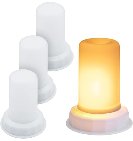 LED Flammenlicht warm weiß mit Flacker Effekt und Timer - 4er Set - Kerzenlicht mit Flammeneffekt 10 x7 cm Batterie betrieben - Weihnachten Deko Beleuchtung Stimmungslicht für Laterne Windlicht
