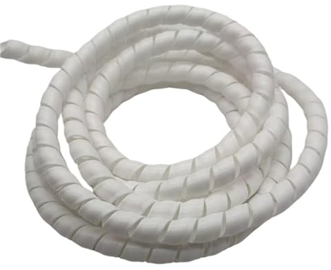 Styire Tubo avvolgicavo a spirale da 5 metri, diametro interno 50 mm, manicotto protettivo for cavi, for condotti meccanici, linee di olio idraulico Protezione Copertura(White,ID 50mm)