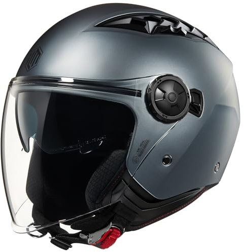 ILM Motorradhelm Jethelm Motorrad Roller Retro Helm Herren Damen mit Doppelvisier Open Face 3/4 für Erwachsene Scooter Cruiser ECE 22.06 Modell HS399