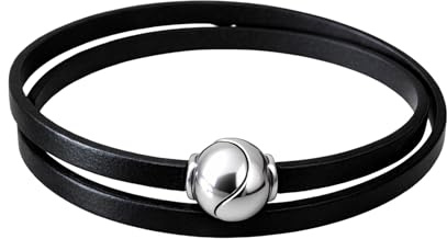 EFFEART®️ Pulsera cuero mujer doble vuelta con cierre magnético bañado en plata – Pulsera piel auténtica artesanal, disponible en marrón, negro y rojo – Regalo elegante para mujer