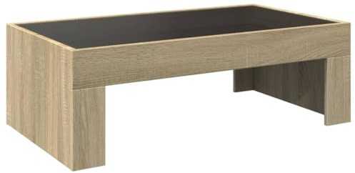 Generic Soffbord med Infinity LED, Sidobord, Vardagsrumsbord, Loungebord, Modernt Soffbord för Vardagsrum/kontor (Grå Sonoma 70x50x30 cm) (Sonoma ek #18)