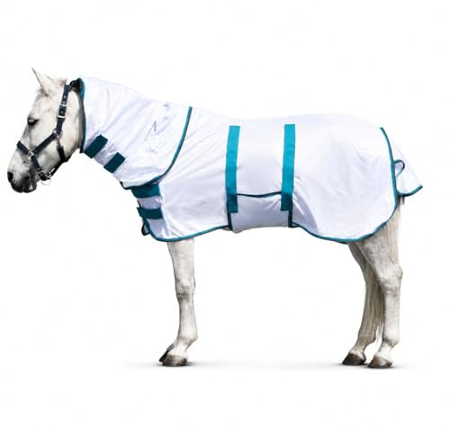 Leberna Shetty Fliegendecke mit Halsteil&Bauchlatz luftdurchlässige Sommerdecke mit Brustschutz für Pony Ekzemerdecke für Fohlen
