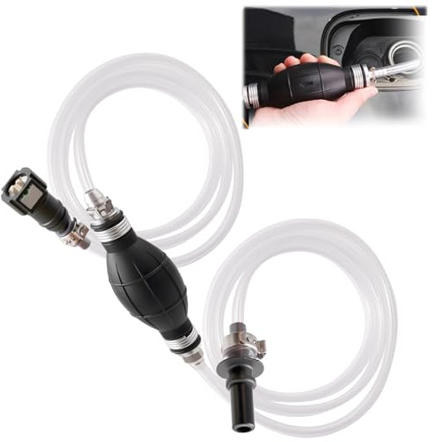 1Pack of Automobile Fuel Hand Oil Pump with Oil Pipe Gasoline Diesel Pumps Hand Pressure Pumps Diesel Gas Exhaust Tool Compatible With Ford PSA Landrover Jaguar Volvo and other Vehicles Black
