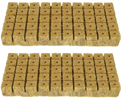 LAPYAPPE Cubes de Germination Hydroponiques 25x25x30 Mm, 100 Pièces de Substrat de Culture en Fibre pour Semis, Clonage et Propagation de Plantes, Terreau Aéré et Absorbant pour Jardinage