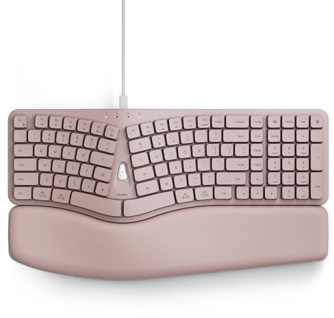 Nulea HA398 Wired Ergonomic Keyboard, Split Keyboard -Pink