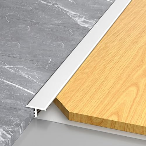 Juego de perfiles de transición de aluminio – 3 x 100 cm en forma de T para madera dura, azulejos y alfombras – Acabado perfecto para todos los tipos de suelo, fácil instalación, Wei?, Breite: 15 mm