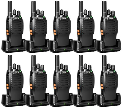 Retevis H-777 2 Way Radios, Walkie Talkies for Adults, Rechargeable Long Range Two Way Radio, Shock Resistant, Short Antenna for Business Education(10 Pack)