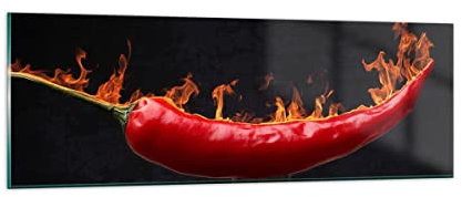 Moderne Impression sur Verre Piment paprika organique agriculture Image Tableau en Verre Decoration Murale 90x30cm Deco Salon Chambre Panoramique Petit Tableaux Decoratifs Muraux Art GAB90x30-3193