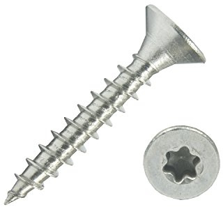 200 Spanplattenschrauben 5,0x30 Edelstahl A2 V2A VA Torx Vollgewinde Holz | Edelstahlschrauben Spanplattenschrauben mit Senkkopf, Holzschrauben, Holzbauschraube, Universalschrauben mit verstärktem Kopf