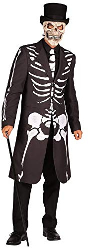 T2397-XL schwarz Herren Jacke-Mantel Spectre Voodoo-Skelett Kostüm Gr.XL