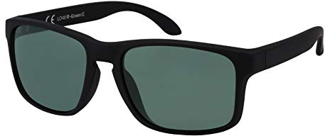 La Optica B.L.M. Solglasögon herr UV400 CAT3 lätt sport – inkl. glasögonpåse, glasögonrengöringstyg, Svart gummerade, glas: Grön klassisk