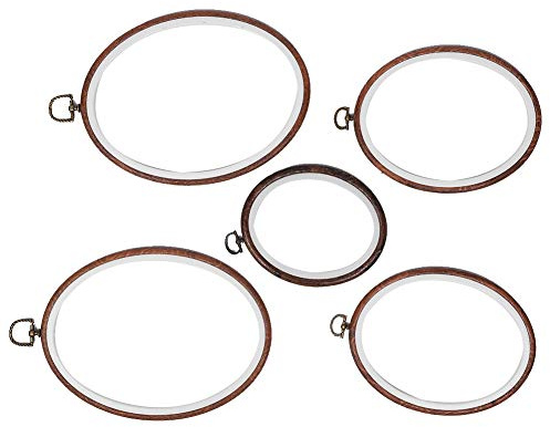 Zerodis Stickrahmen-Kit, 5-teiliger Kreis-Kreuzstich-Reifenring Ovaler Stickrahmen DIY-Zubehörwerkzeuge für Stickereien und Kreuzstiche